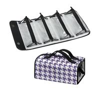 Urndoeng Purple Hanging Roll-Up Makeup Bag Travel Toiletry Organizer for Women - 4 Removable Storage Bags - Organize Make Up Cosmetics First Aid Medicine Personal Care Bathroom Houndstooth Pattern