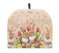 Urndoeng Retro Thickened Tea Cosy For Breakfast,Tea Time Double Heat-Resistant Cover W/Hanging Loop, 4-8 Cup Teapot Insulator Easter Decorations Bunny Print Brown