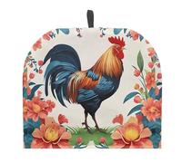 Urndoeng Rooster Extra Thick Tea Cozy, Vibrant Floral Insulated Cover w/Handle, 600D Polyester Heat-Resistant for 4-8 Cup Teapots, British Farmhouse Kitchen Décor