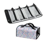 Urndoeng Rose Pattern Hanging Roll-Up Makeup Bag Travel Toiletry Organizer for Women - 4 Removable Storage Bags - Organize Make Up Cosmetics First Aid Medicine Personal Care Bathroom
