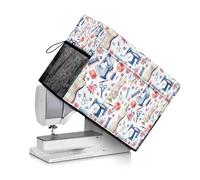Urndoeng Sewing Elements Sewing Machine Cover, Heavy-Duty Dust & Pet Hair Protection with Storage Pocket, Fits Brother, Singer, Janome Machine (White)