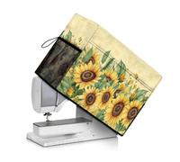 Urndoeng Sewing Machine Cover With Side Handle And Pockets, Waterproof Protective Cover Fits Standard Singer & Brother Machine Vintage Sunfloral Print
