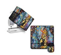 Urndoeng Sewing Machine Protective Cover and Table Mat with Small Cylinder and Pocket Durable Waterproof Sewing Supplies For Fits Standard Singer, Brother and Janome Machines Modern Art Cat