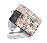 Urndoeng Sewing Theme Sewing Machine Cover Fit Standard Sewing Machines, Features a Convenient Mesh Pocket for Accessories, Adds a Touch of Artistic Flair to Your Sewing Space