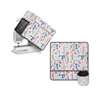 Urndoeng Sewing Theme Sewing Machine Protective Cover and Table Mat with Small Cylinder and Pocket Durable Waterproof Sewing Supplies For Fits Standard Singer, Brother and Janome Machines