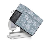 Urndoeng William Morris Sewing Machine Cover,Protective Cover with Side Handle and Sewing Essentials Pockets,Dust & Pet Hair Protection,Fits Standard Singer & Brother Machine (Blue)