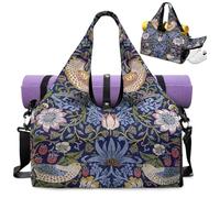 Urndoeng William Morris Strawberry Thief Yoga Mat Bag Exercise Yoga Mat Carrier Multi-Functional Storage Bag Travel Fitness Backpack