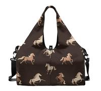 Urndoeng Yoga Mat Bag with Shoe Compartment Multi Gym Bag with Mat Strap 4 Open Pocket for Yoga Pilates Workout Lightweight Pilates Bags Galloping Horses Print