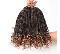 URNICE 7 Packs 10 Inch Crochet Box Braids Hair with Curly Ends Prelooped Goddess Box Braids Crochet Hair Braiding Hair Crochet Braids Hair for Black Women (10 Inch (Pack of 7), T27#)