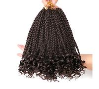 URNice 7 Packs 10 Inch Crochet Box Braids Hair with Curly Ends Prelooped Goddess Box Braids Hair Braiding Hair for Black Women (Pack of 7), 4#)