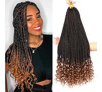 URNice 7 Packs 24 Inch Crochet Box Braids Hair with Curly Ends Prelooped Bohemian Goddess Box Braids Crochet Hair Braiding Hair Crochet Braids Hair for Black Women (24 Inch 7 Pack, T27#)