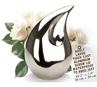 Urns for Ashes Adult Large Cremation Funeral Human Memorial Burial Remain Metal Full Size Screw Lid Teardrop Waterproof Silver