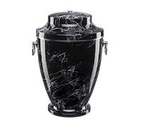 Urns for Ashes Adult Large Cremation Funeral Human Memorial Burial Remain Metal Full Size Silver Black Marble Handle