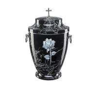 Urns for Ashes Adult Large Cremation Funeral Human Memorial Burial Remain Metal Full Size Silver Black Marble Cross Rose