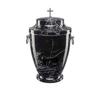 Urns for Ashes Adult Large Cremation Funeral Human Memorial Burial Remain Metal Full Size Silver Black Marble Cross