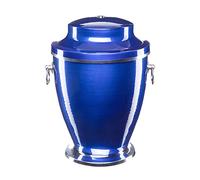 Urns for Ashes Adult Large Cremation Funeral Human Memorial Burial Remain Metal Full Size Silver Blue Handle