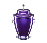 Urns for Ashes Adult Large Cremation Funeral Human Memorial Burial Remain Metal Full Size Silver Purple Cross