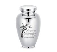 Urns for Ashes Tree of Life Large Cremation Urns for Human Ashes Stainless Steel Urn Funeral Memorial Keepsake for Women Men Ash Holder (A-Silver-L)