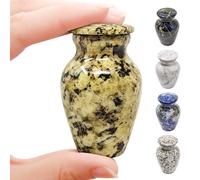 Small Keepsake Cremation Urn for Ashes | Handcrafted Metal Memorial Urns | Yellow Marble Finish | Mini Urn with Secure Threaded Lid & Protective Felt Base | Perfect for Travel Burial or Display