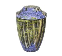 UrnsWithLove Adult Large Cremation Iron Urn for Ashes Bluebell Forest Design Funeral Memorial Urn 8001BUIL