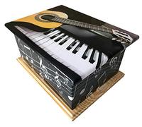 UrnsWithLove Wood Cremation Ashes Casket Urn, MDF and TeakWood Urn, Funeral Memorial Remembrance Urn (Piano Guitar)