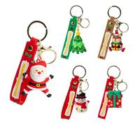 UroClysmic 5Pcs 3D Christmas Keychains, Cartoon Santa Claus, Snowman, Reindeer, Christmas Tree & Gift Keyrings for Xmas Party Favors, Stocking Fillers & Holiday Decorations