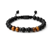 UroClysmic Men’s 8MM Tiger Eye Bead Bracelet, Double Protection & Energy Healing, Adjustable Natural Stone Bracelet, Gift for Him Dad Husband Son Boyfriend for Anniversary Birthday Valentines Day