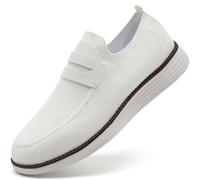 UROMGV Men Slip on Walking Shoes Lightweight Casual Tennis Shoes Non Slip Comfortable Breathable Sneakers Classic Style Men Skateboarding Hike White UK 6