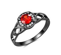 URONE 925 Sterling Silver Celtic Knot Ring Eternity Ring for Women Wedding Engagement Band with Red CZ Jewelry Gifts for Women-US Size 7