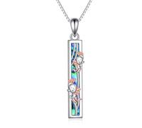 URONE Axolotl Necklace 925 Sterling Silver Axolotl Rectangle Stick Bar Pendant Necklace for Women Cute Axolotl Jewellery Gifts for Women