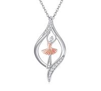 URONE Ballerina Necklace Sterling Silver Infinity Ballet Dance Pendant Necklace Music Themed Jewellery for Women Dancer