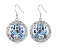URONE Bear Earrings 925 Sterling Silver Abalone Shell Polar Bear Earrings Celtic Knot Jewellery Gifts for Women