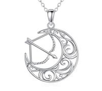 URONE Bow and Arrow Necklace S925 Sterling Silver Artemis Pendant Necklaces for Women Archery Hunter Jewellery Gifts