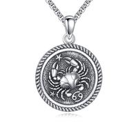 URONE Cancer Necklace 925 Sterling Silver Cancer Pendant And Chain Constellation Necklace Cancer Jewellery Cancer Birthday Gifts for Women Men