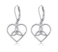 URONE Celtic Knot Earrings 925 Sterling Silver Celtic Trinity Knot Dangle Earrings Irish Jewellery Gifts for Women