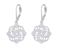 URONE Celtic Knot Earrings 925 Sterling Silver Opal Celtic Knot Earrings Dangle Celtic Knot Jewellery Gifts for Women