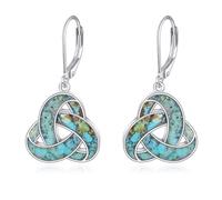 URONE Celtic Knot Earrings for Women 925 Sterling Silver Trinity Celtic Knot Turquoise Earrings Irish Celtic Knot Jewellery Gifts for Women