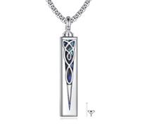URONE Celtic Knot Urn Necklace for Ashes 925 Sterling Silver Celtic Knot Ashes Bar Pendant Necklaces Keepsake Cremation Jewellery Memorial Gifts for Women Men
