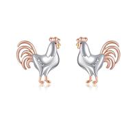 URONE Chicken Earrings 925 Sterling Silver Chicken Rooster Earrings Studs Funny Chicken Jewelry Gifts for Women Chicken Lovers