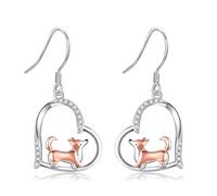 URONE Corgi Dog Earrings Sterling Silver Heart Corgi Dangle Drop Earrings Skunk Dog Jewellery for Women