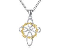 URONE Crown of Thorns Cross Necklace 925 Sterling Silver Jesus Crown of Thorns Pendant Religious Faith Jewellery Gifts for Women