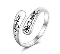 URONE Dandelion Just Breathe Rings for Women 925 Sterling Silver Dandelion Hope Spiral Twist Rings Inspirational Jewellery Adjustable Size 6 to 8