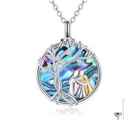 URONE Dog Urn Necklace for Ashes 925 Sterling Silver Tree of Life Dog Ash Pendant Necklaces That Holds Ashes Pet Cremation Keepsake Memorial Jewellery Gifts