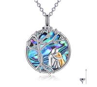 URONE Dog Urn Necklace for Ashes 925 Sterling Silver Tree of Life Dog Ashes Necklace Pet Cremation Keepsake Memorial Gifts Jewellery