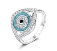 URONE Evil Eye Ring 925 Sterling Silver Turquoise Evil Eye Thumb Band Rings Blue Eyes Jewellery Gifts for Men Women #8