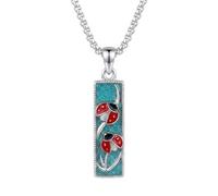 URONE Ladybug Necklace 925 Sterling Silver Turquoise Lady Bug Necklace Ladybugs Pendant Jewellery Good Luck Gifts for Women Animal Lover Friends
