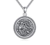 URONE Leo Necklace 925 Sterling Silver Leo Pendant And Chain Constellation Necklace Zodiac Jewellery Birthday Gifts for Women Men