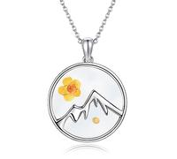 URONE Mountain Mustard Seed Necklace 925 Sterling Silver Press Flower Mountain Pendant Mustard Seed Faith Jewellery for Women