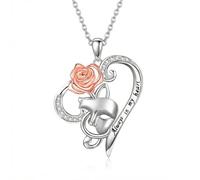URONE Music Phantom Of The Opera Necklace 925 Sterling Silver Music Note Mask Rose Flower Pendant Heart Opera Theater Jewellery for Women