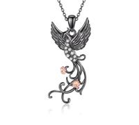 URONE Phoenix Necklace Rising Phoenix Pendant Good Luck Necklace | 925 Sterling Silver/Black Gold/Yellow Gold Rising Phoenix Necklace Phoenix Jewellery Gifts for Women